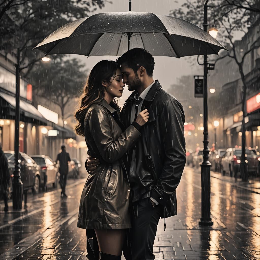 couple in the rain