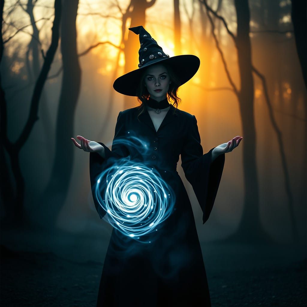 Dark Academia Warlock in a Haunting Fantasy World