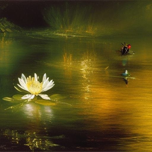 Bee and Clover in Romantic Oil Painting