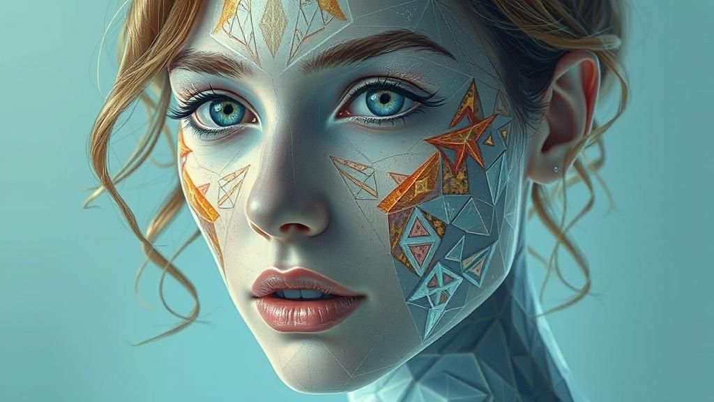 Abstract Geometric Portrait in a Futuristic Style