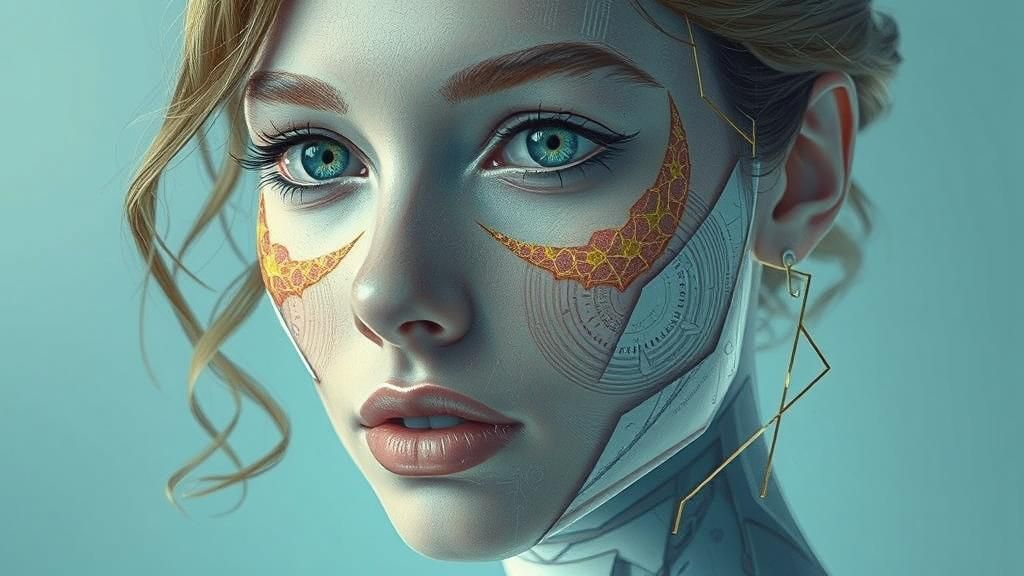 Geometric Woman Portrait in Futuristic Digital Art