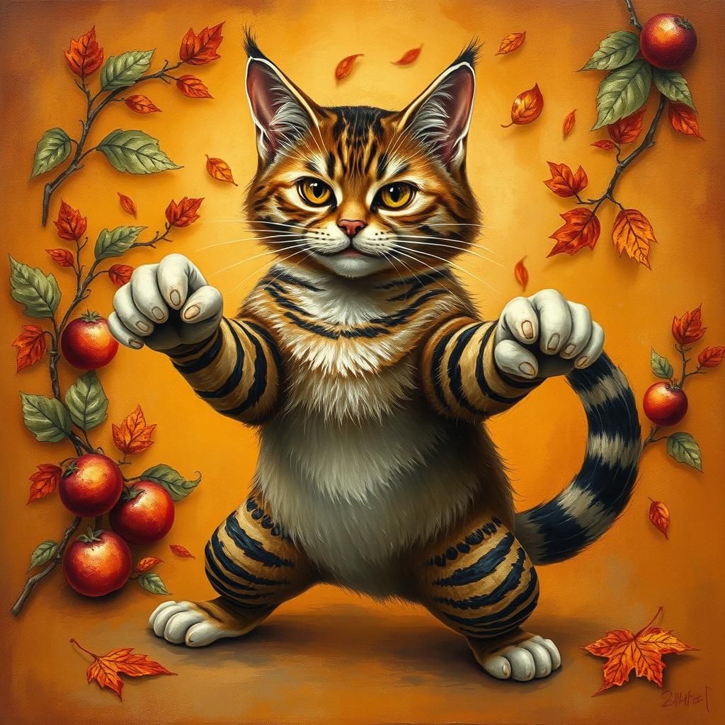 Mystical Autumn Kung Fu Tabby Cat