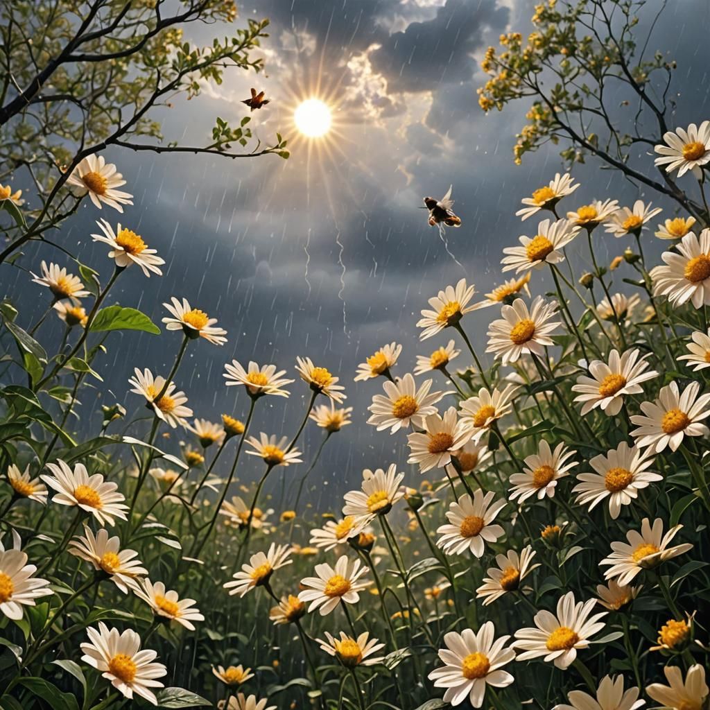 Abstract Thunder Blossoms in Divine Sunshine