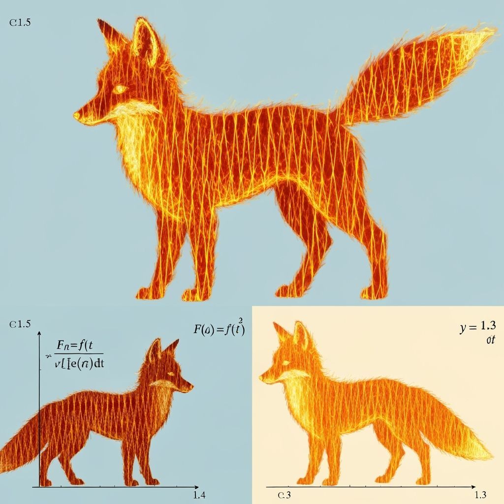 Fiery Fox Composed of Sine Waves and Math