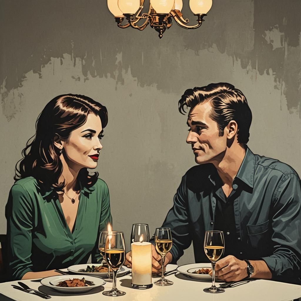 Romantic Dinner: A Pop Art Illustration