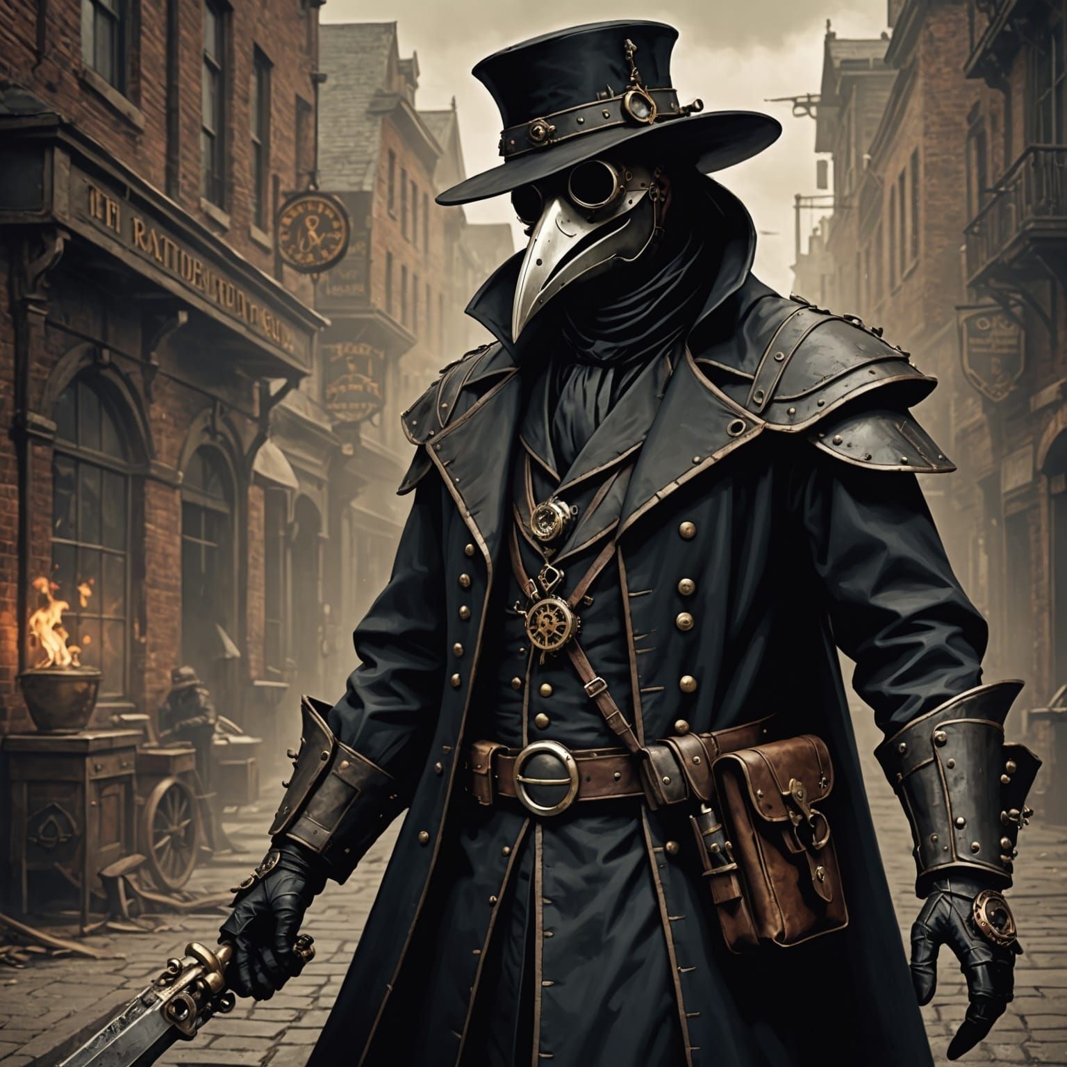 Steampunk Plague Doctor: Sinister Fantasy Art