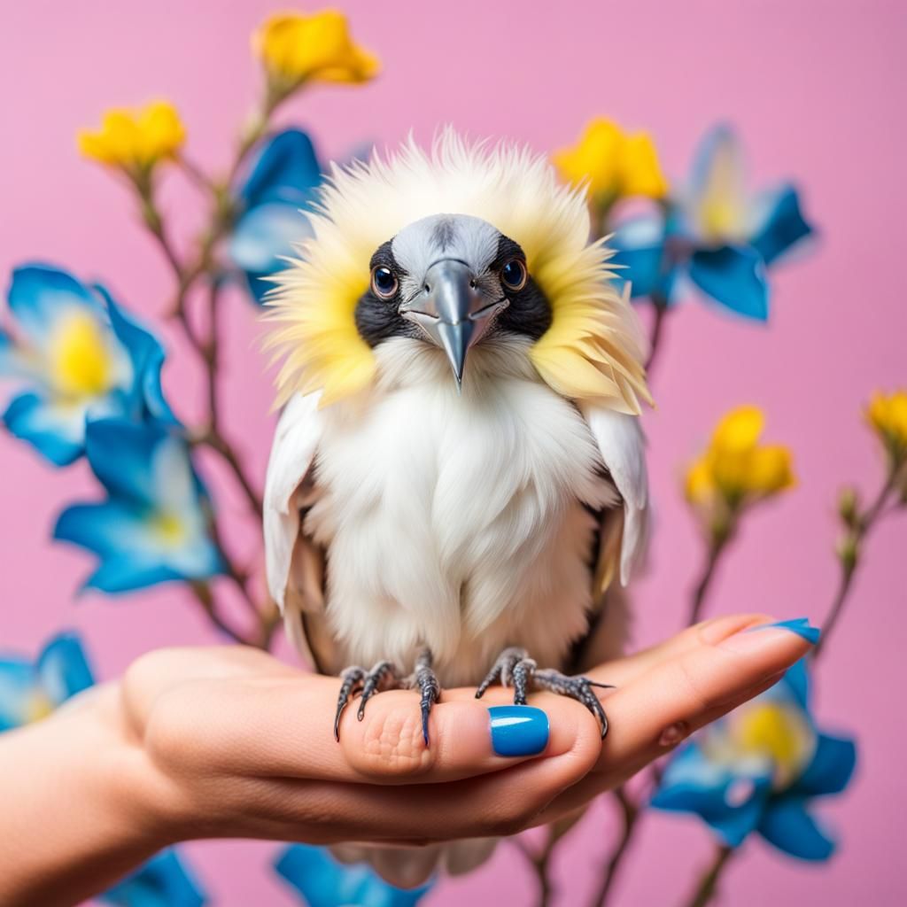 Mini White Crow with Blue Eyes