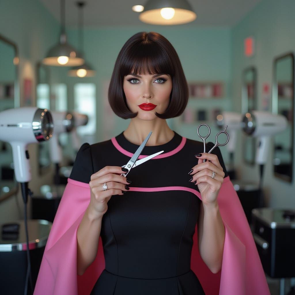 Stern Salon Stylist in Retro 1960s Photo