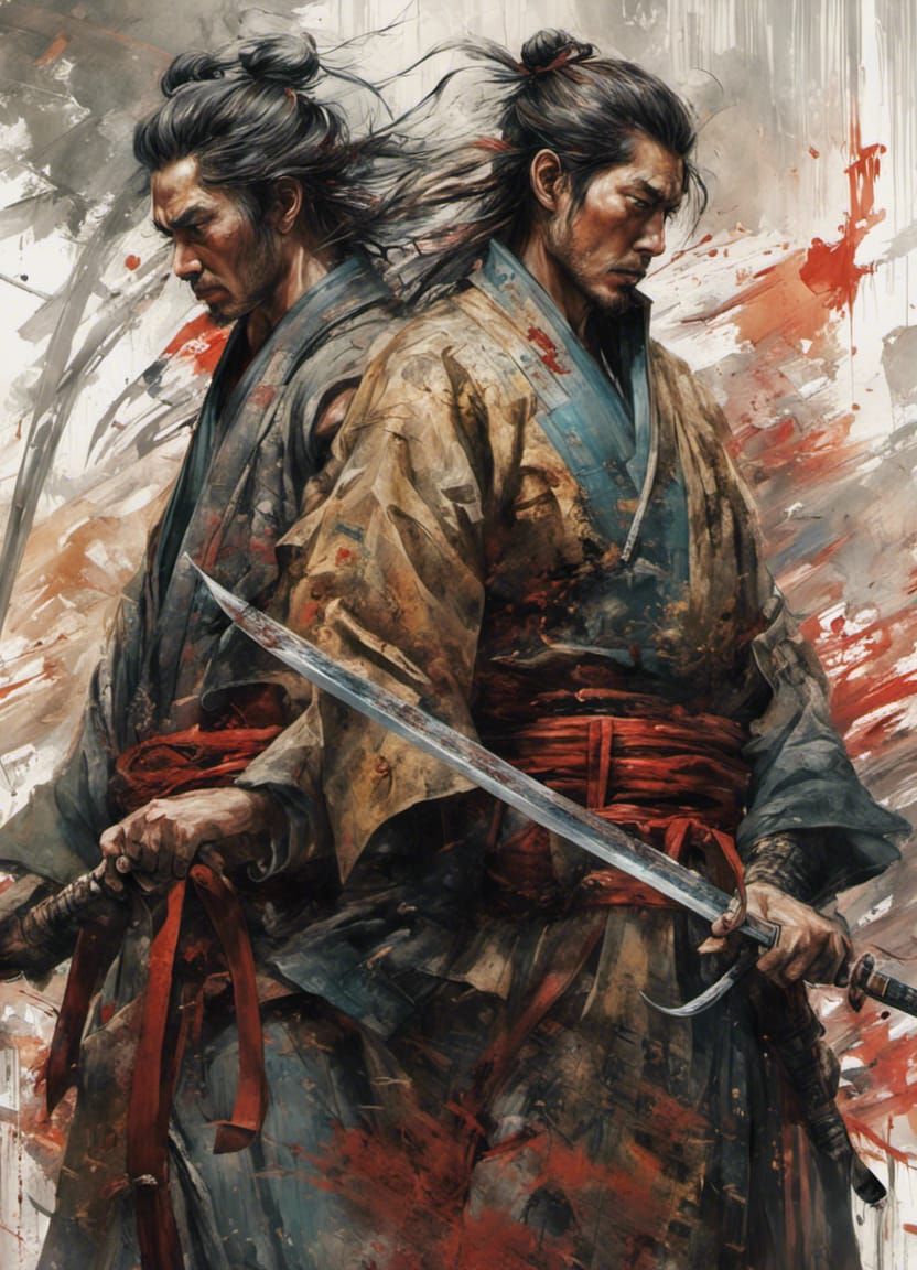 Samurai Warriors Clash in Hyperdetailed Digital Art