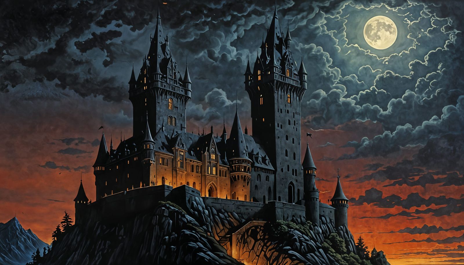 Dark Castle Tower in a Surreal Style