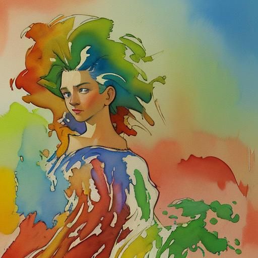 Gouache Watercolor Painting with Thick Brushstrokes