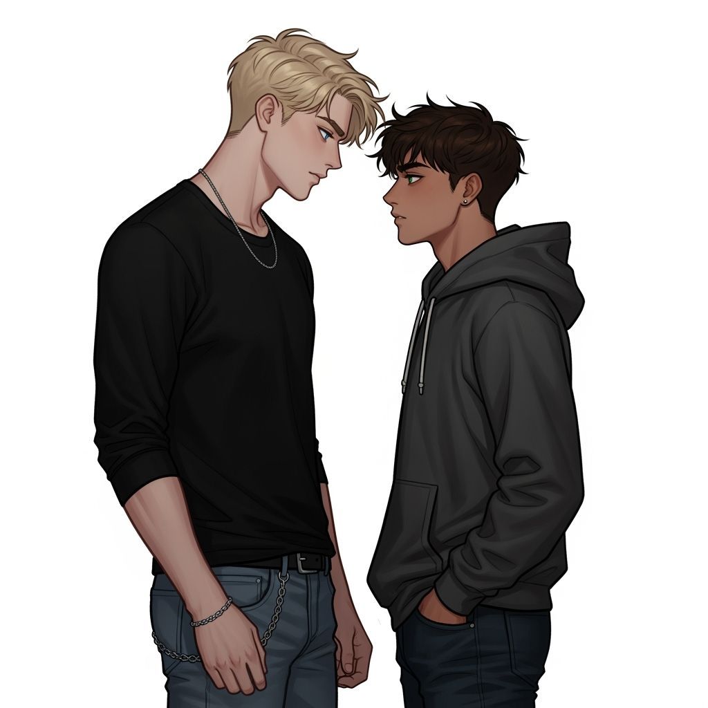 Teenage Boys in Moody, Atmospheric Digital Art