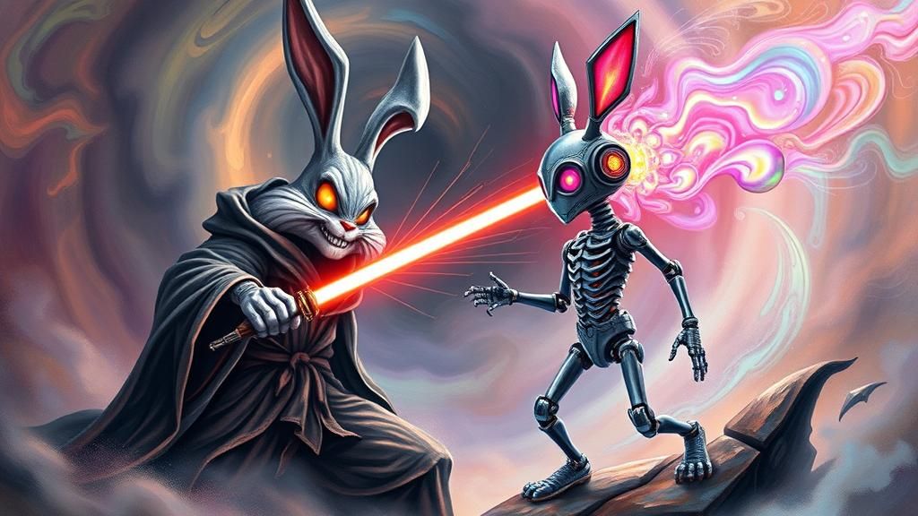 Bugs Bunny Sith Lord in Surrealist Style