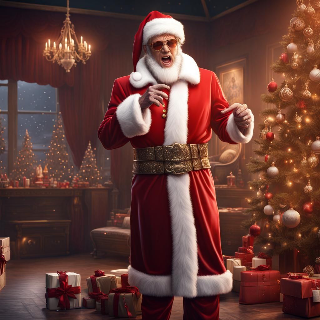 Elvis Presley as Santa Claus: Detailed Digital Painting