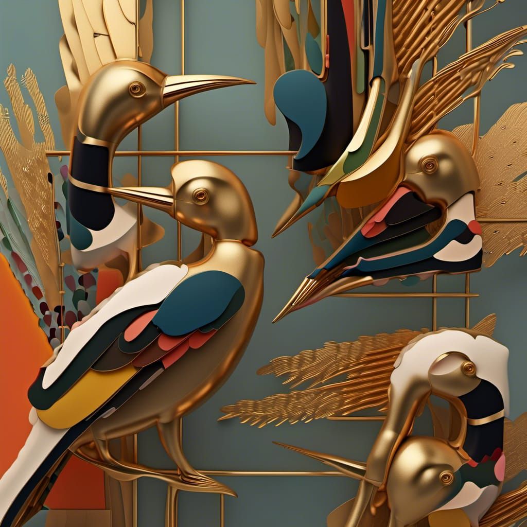 Abstract Golden Cycles: A Breathtaking Digital Painting