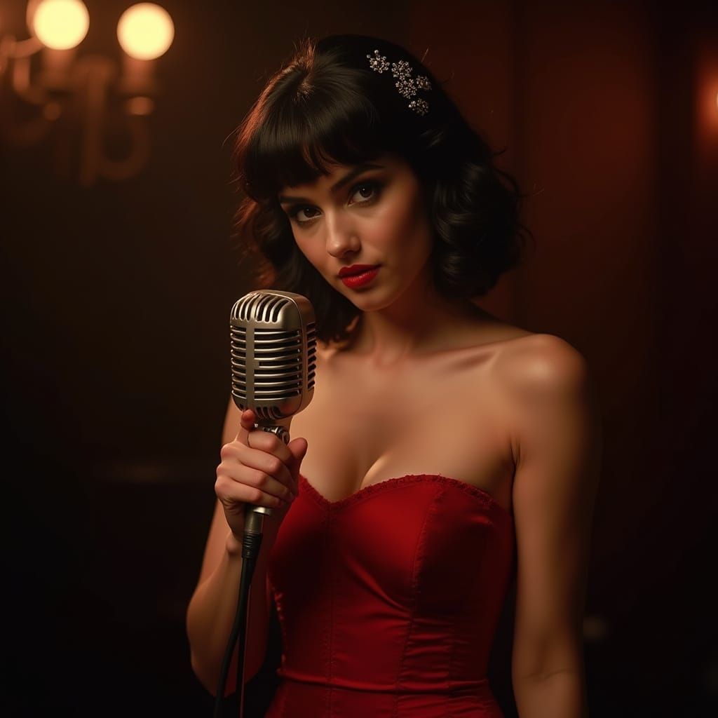 Sensual Jazz Singer Captured in a Professional Photography S...