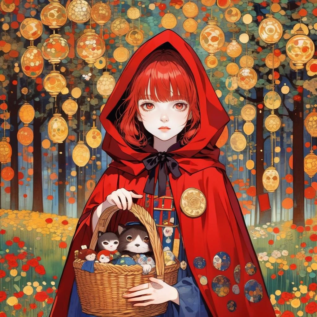 Little Red Riding Hood in Klimt Style