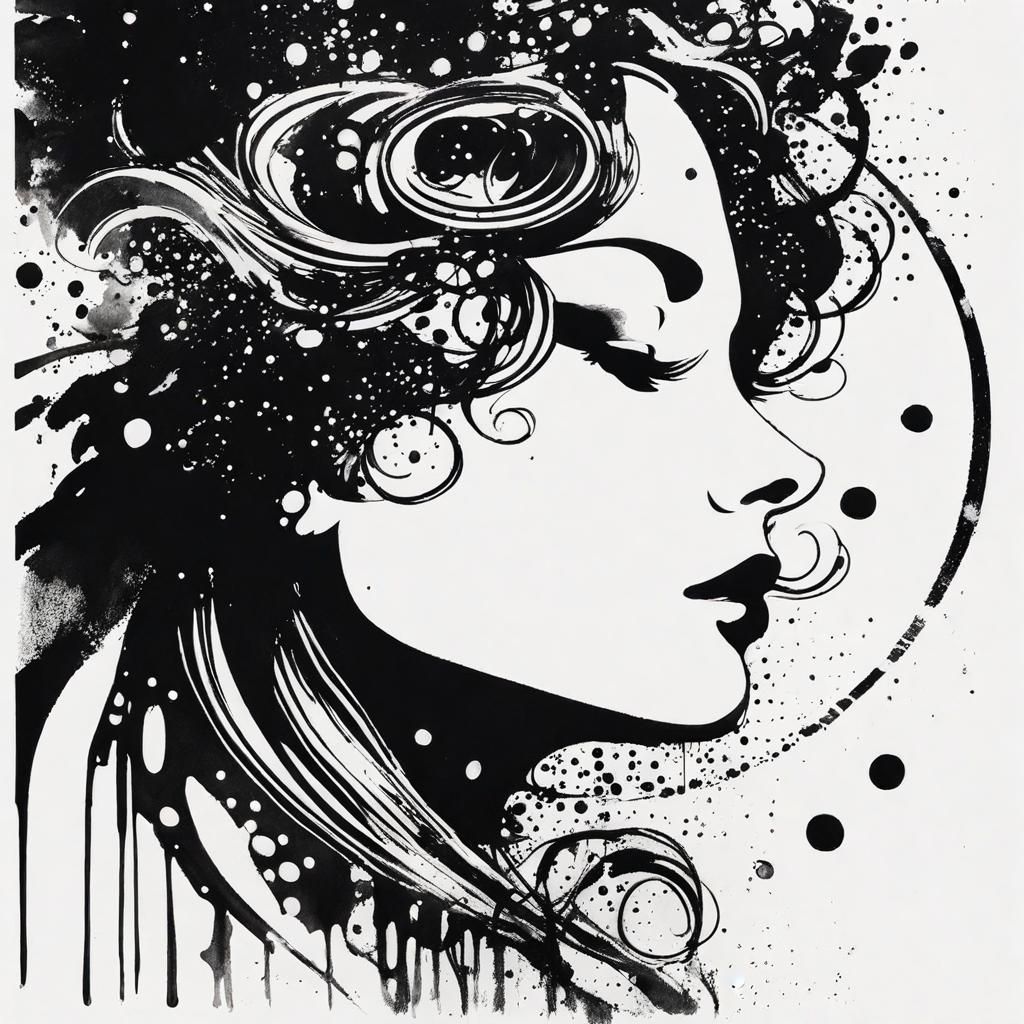 Grunge Ink Abstract in Mucha and Mann Style