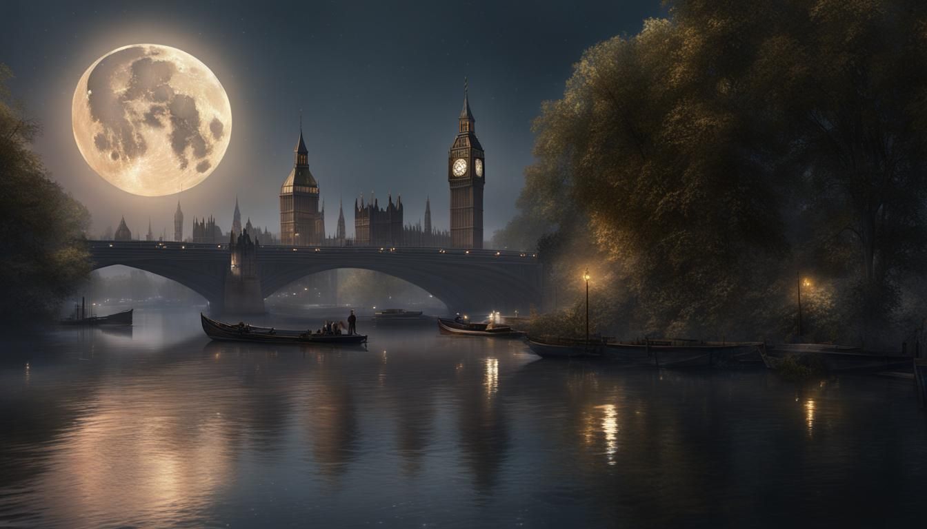 Thames River Reflections in Fantastical Matte Painting