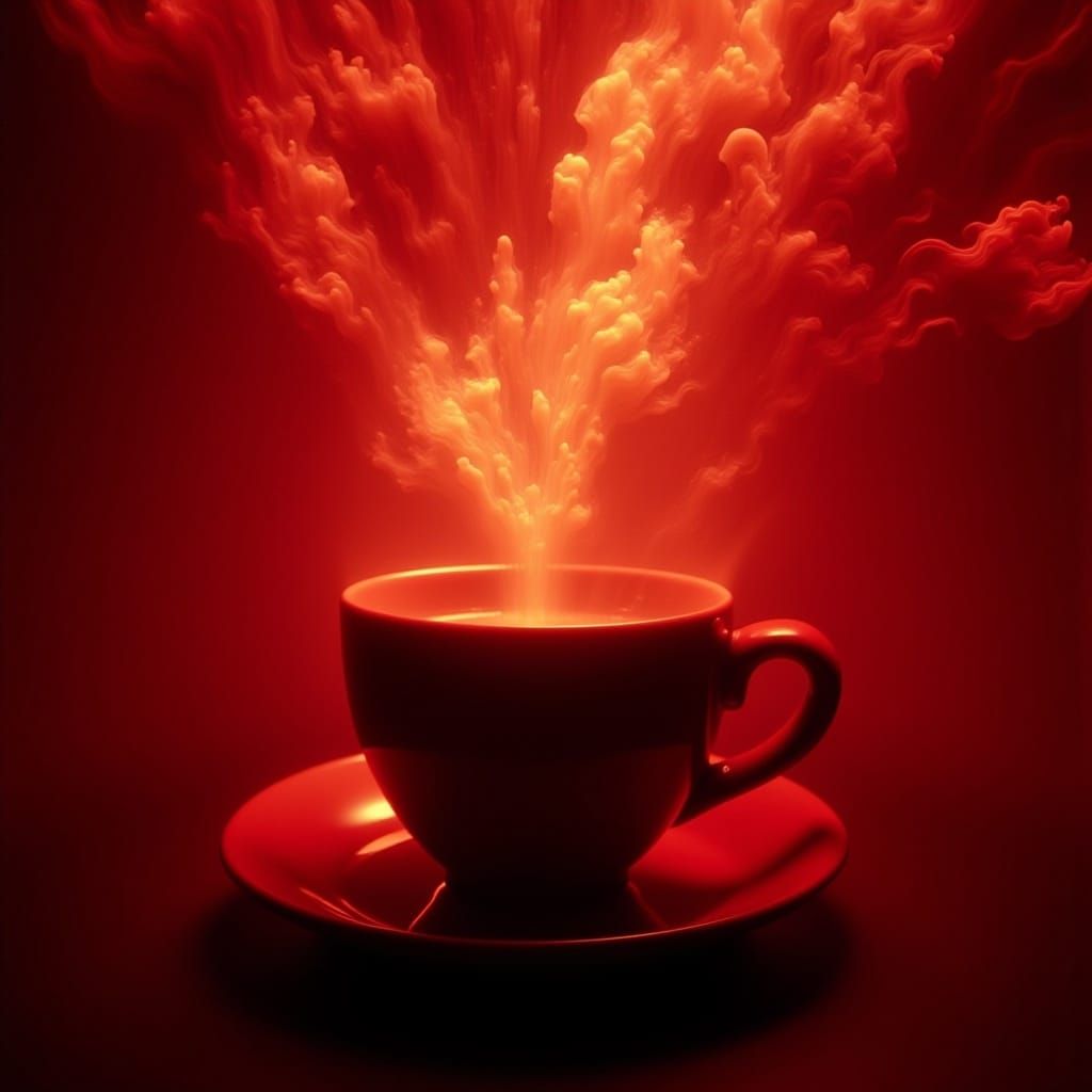Coffee Heart Forms Amidst Cinematic Vapor