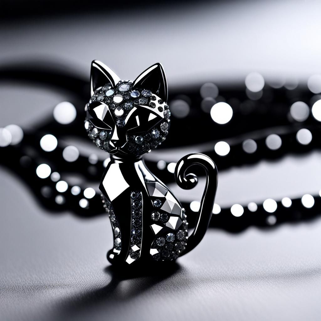 Crystal Cat in Diamonds, 6K Digital Art