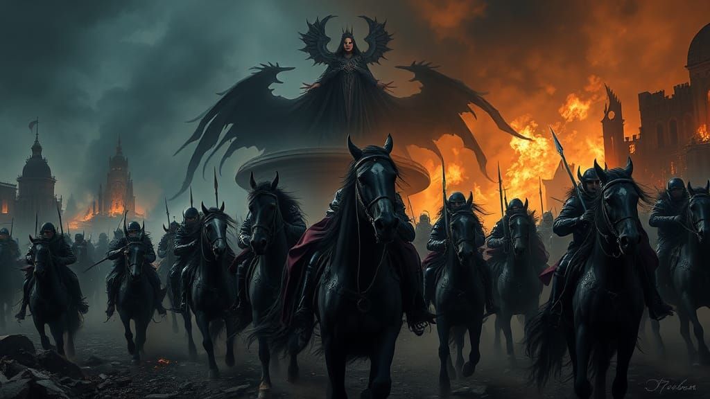 Ruthless Horsemen Ride Through Burning City