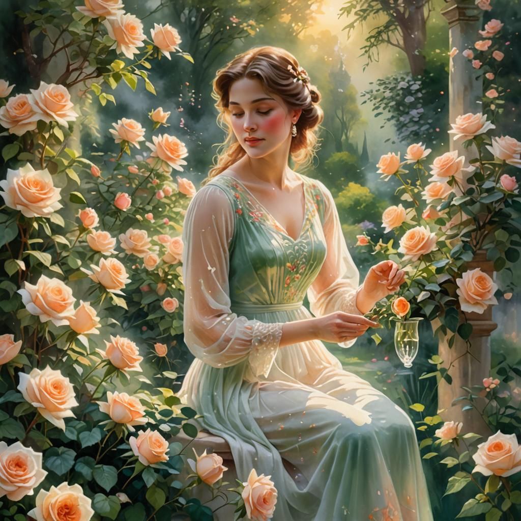 Whimsical Watercolor Garden Scene