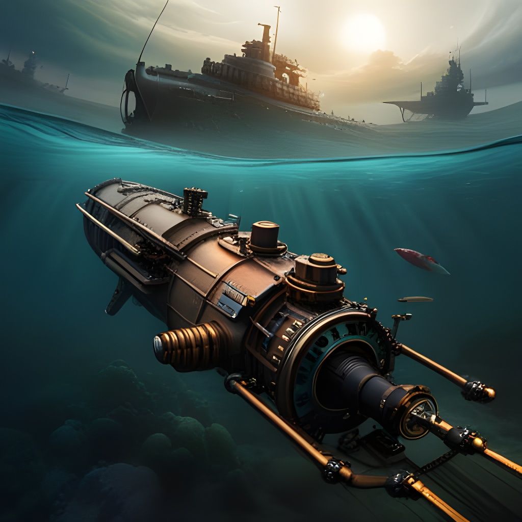 Steampunk Submarine Ready for Underwater Battle