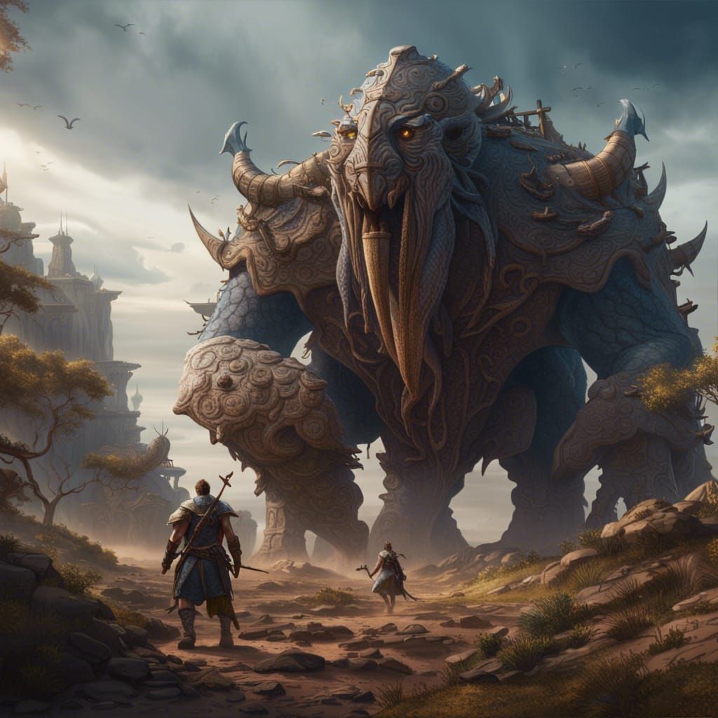 Giant Philistine Warrior Roaming for Battle