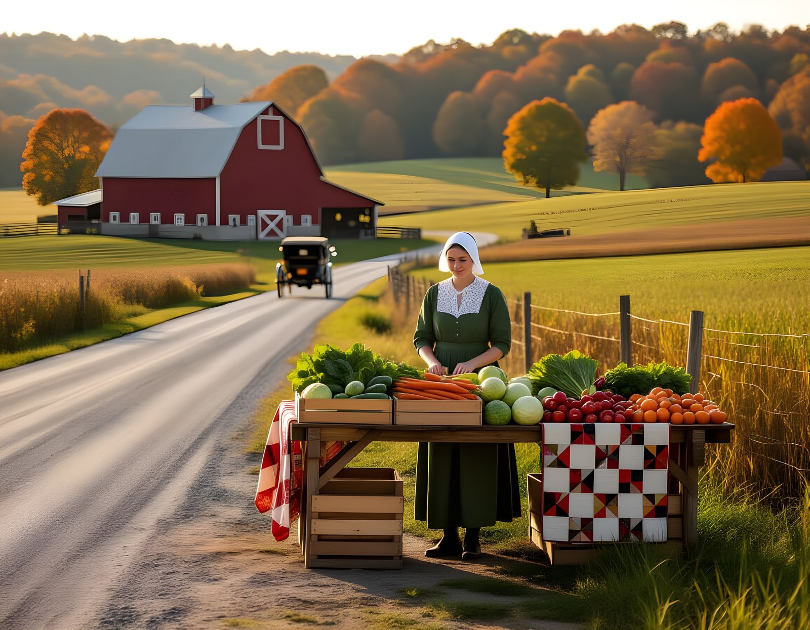 Autumn Amish Produce Stand in Pennsylvania