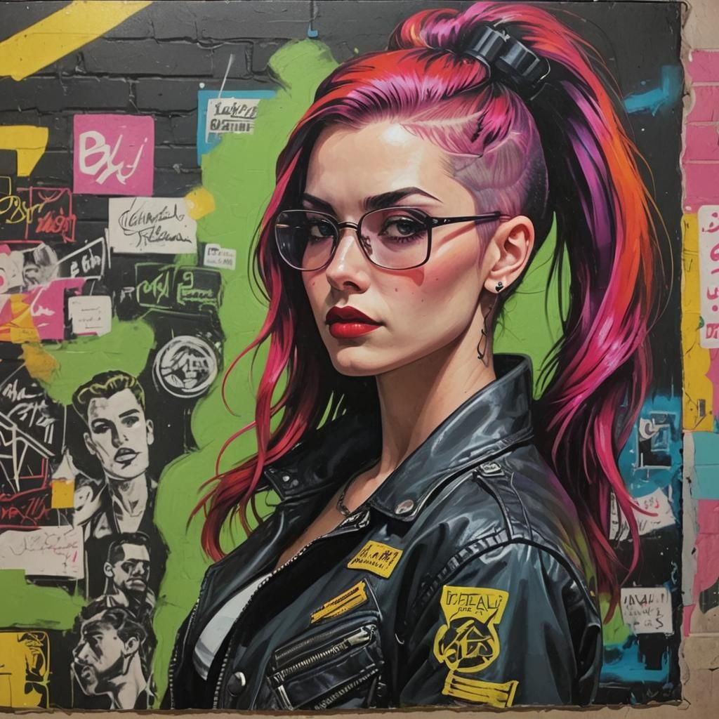 Rockabilly Ponytail in Synthwave Neon