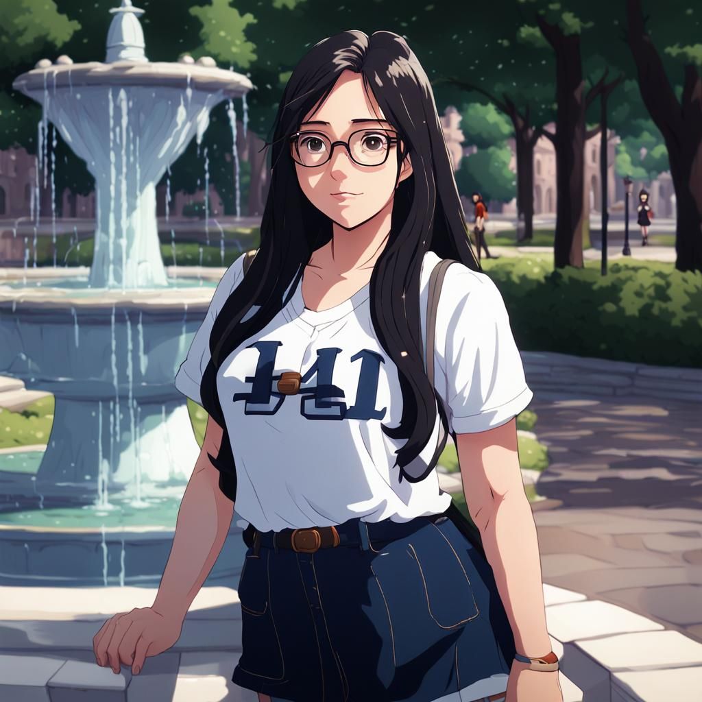 Anime portrait of a cute and beautiful woman with glasses