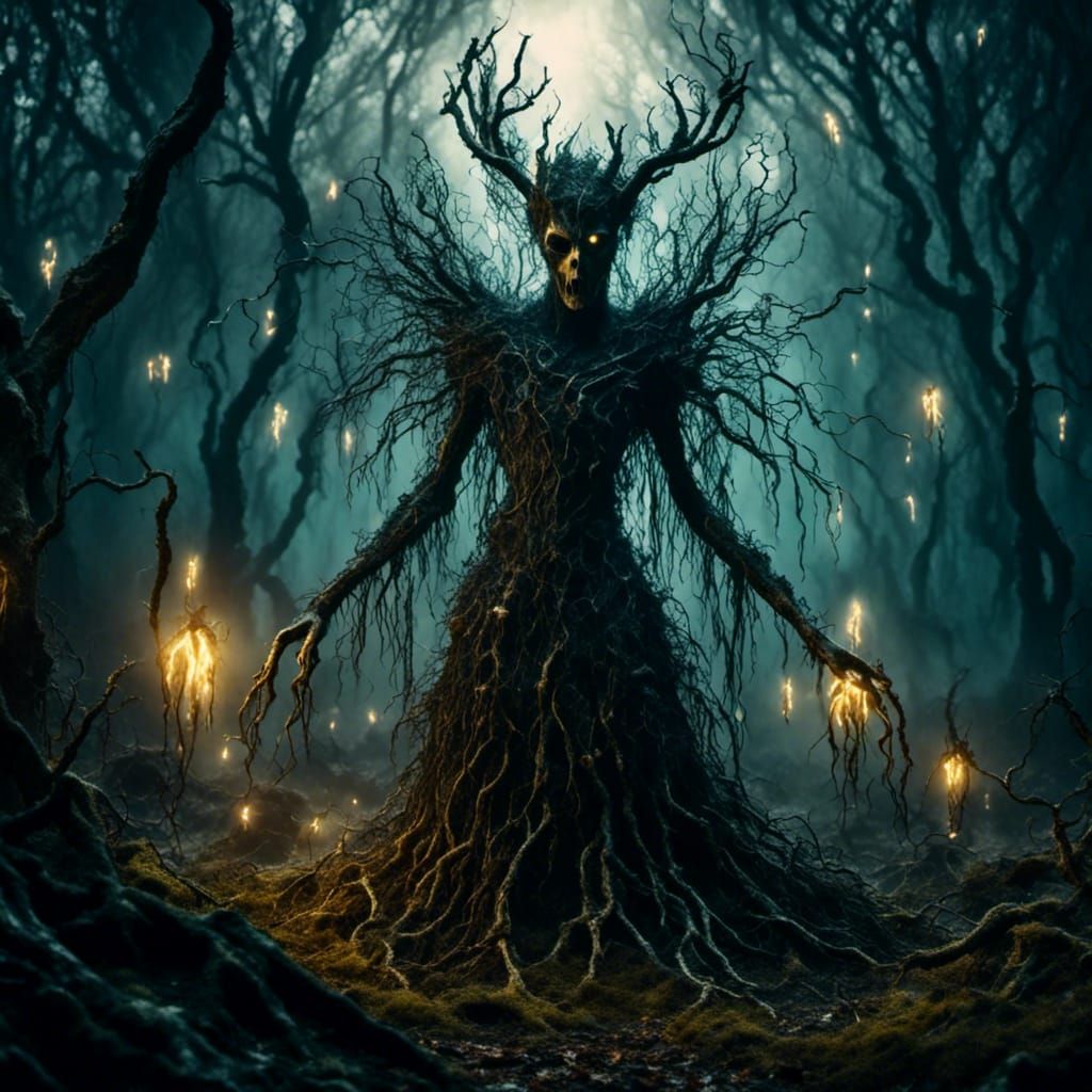 Glowing Fairy Creates Forest Illusion in Surrealism