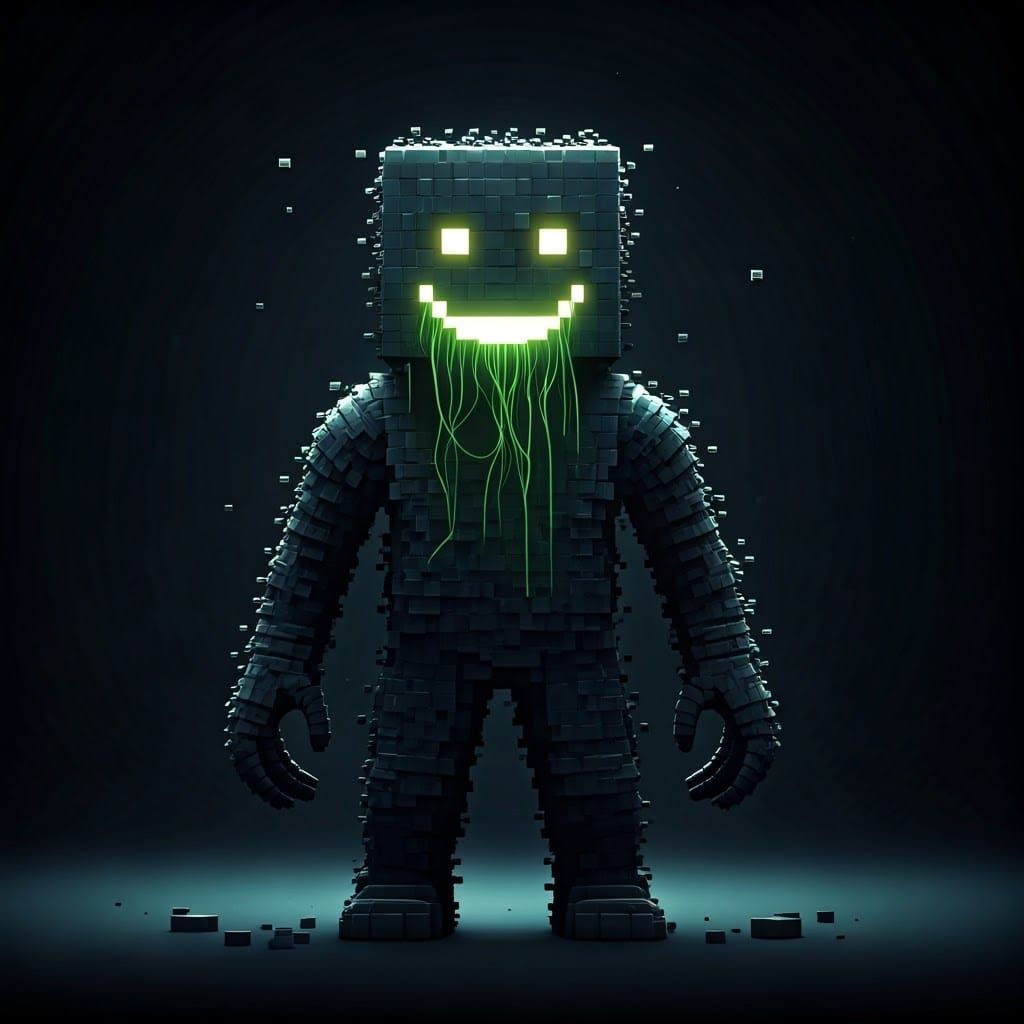 Scary Pixelated Virus in Anime Style