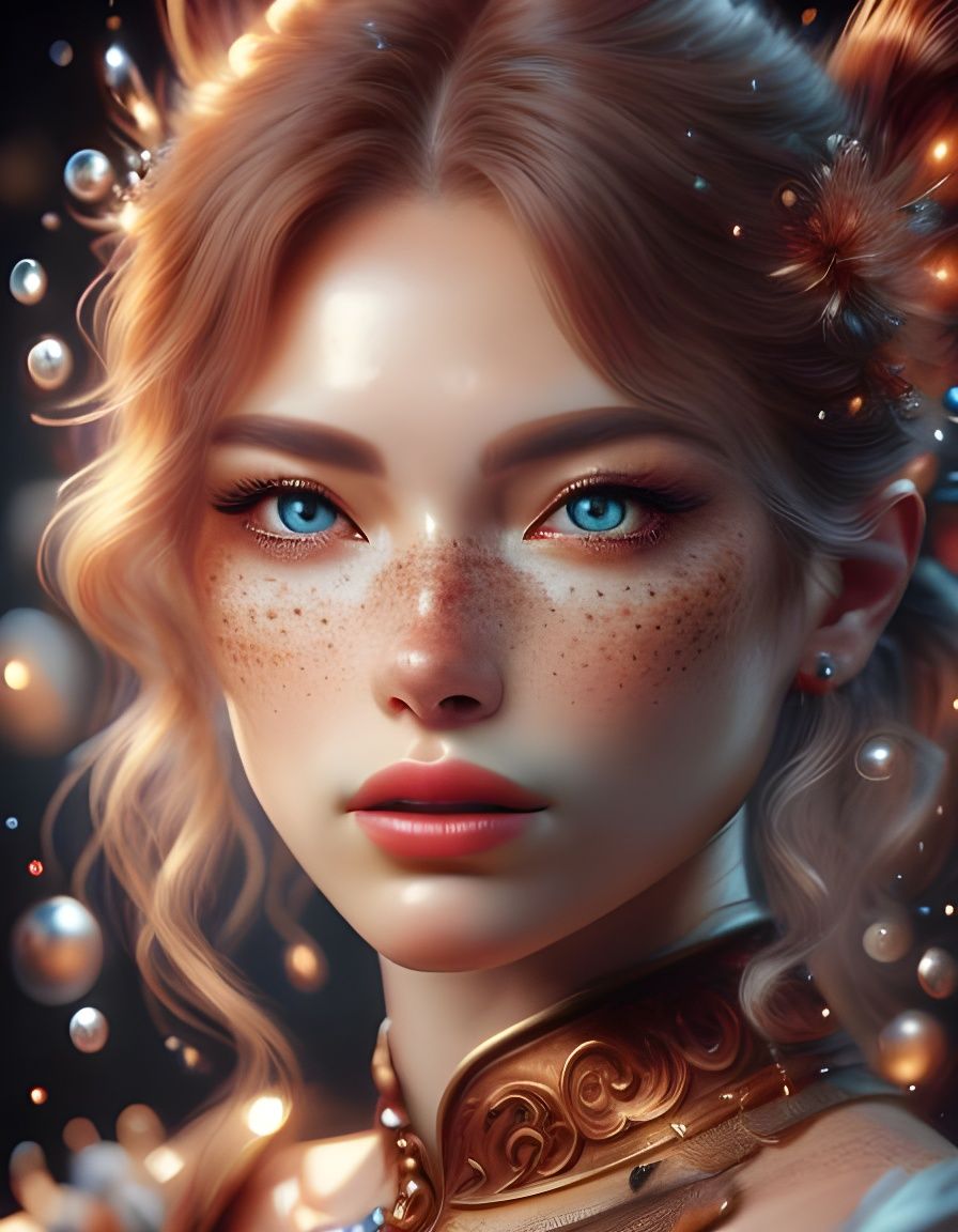 Hyperrealistic Portrait of a Model with Freckles