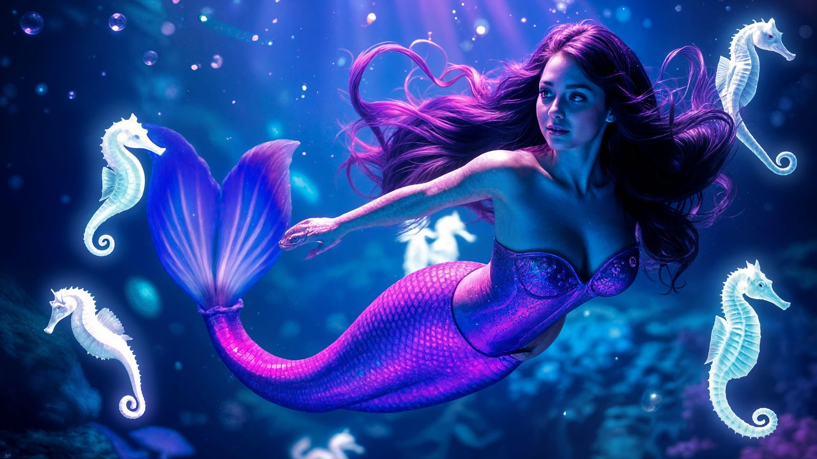 Iridescent Mermaid in a Vibrant Underwater Realm