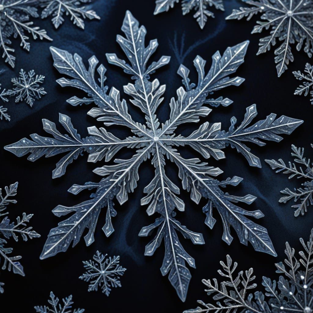 Luminous Snowflake on Velvet in Ethereal Digital Style