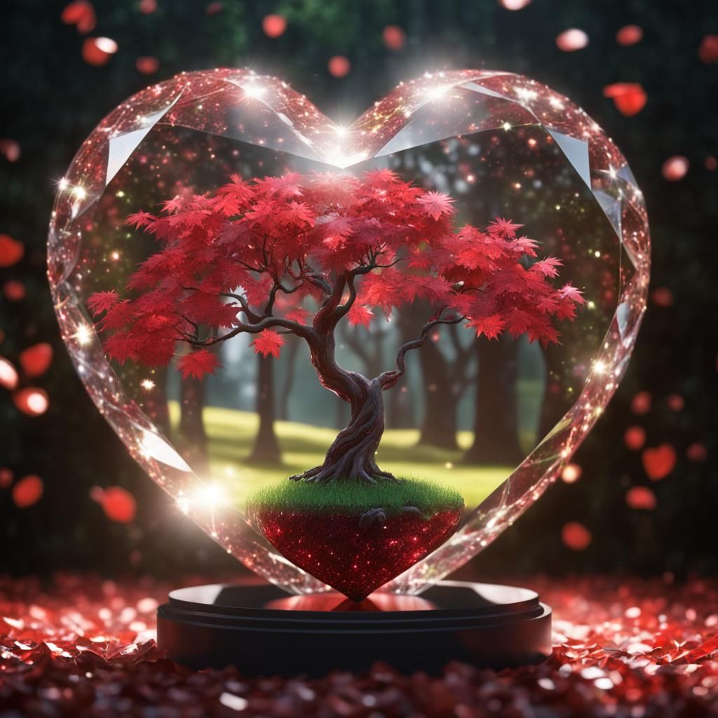 Crystal Heart: Red Maple Tree Diorama