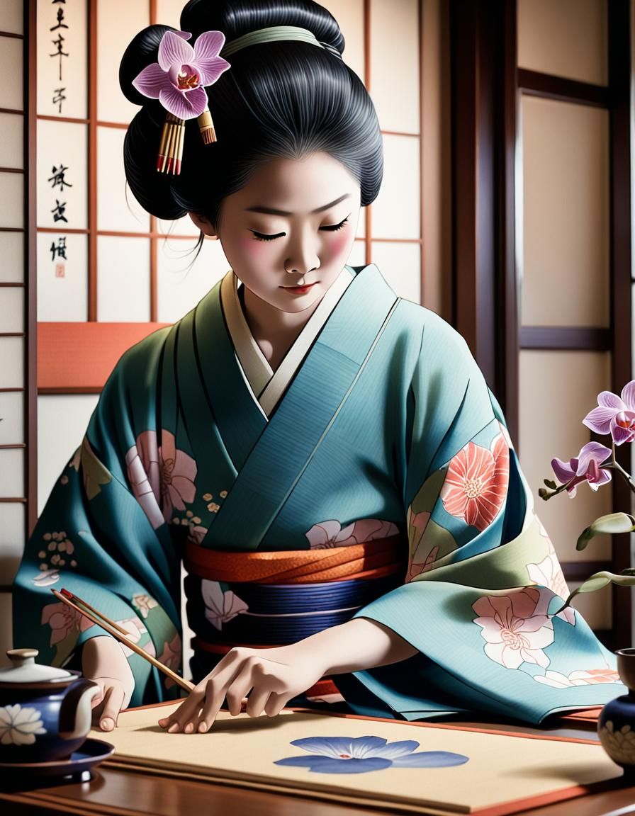 geisha Painting an Ukiyo-e