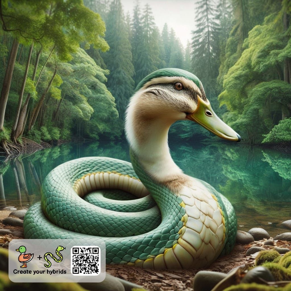 Surreal Duck-Snake Hybrid Creature