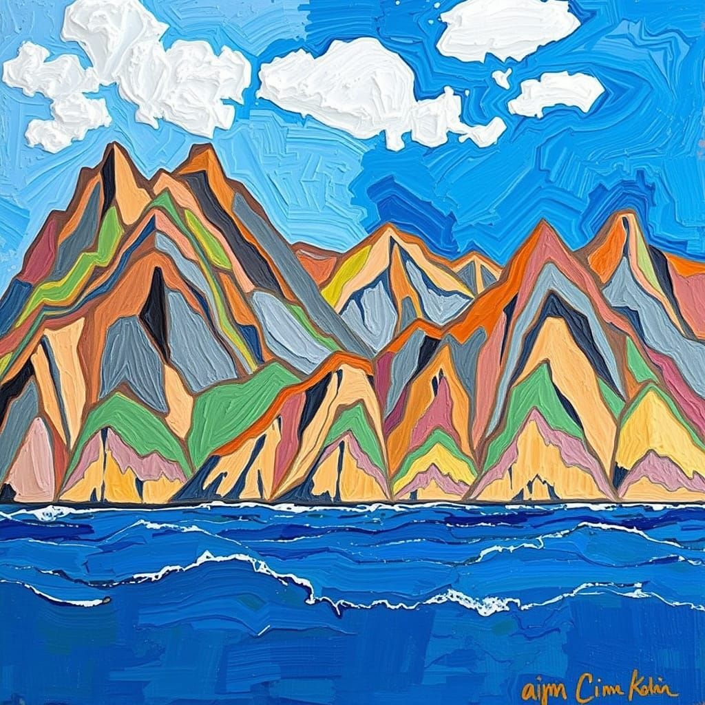 Earth's Terrain in Impasto Style