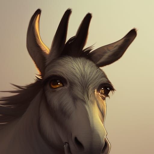 Detailed Donkey Portrait in Art Nouveau Style