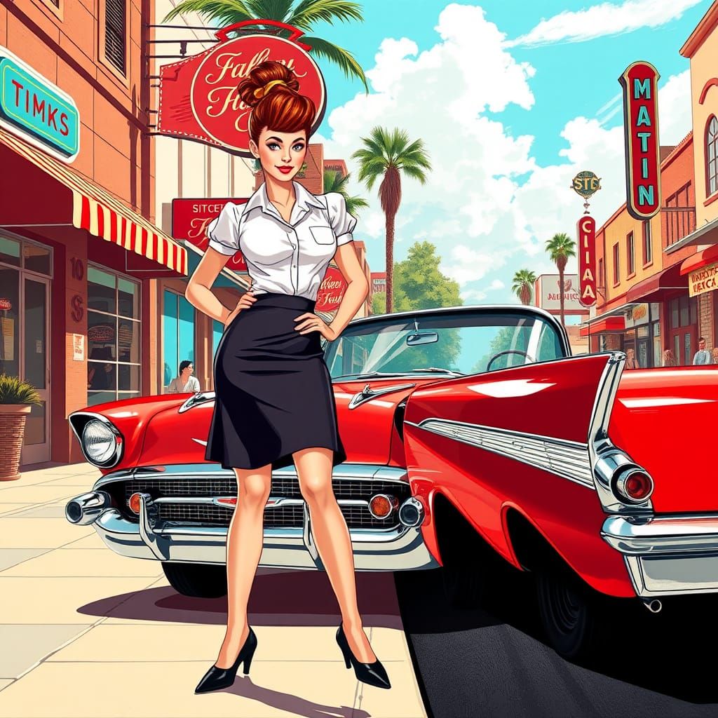 Rockabilly Scene with 1957 Chevy Bel Air