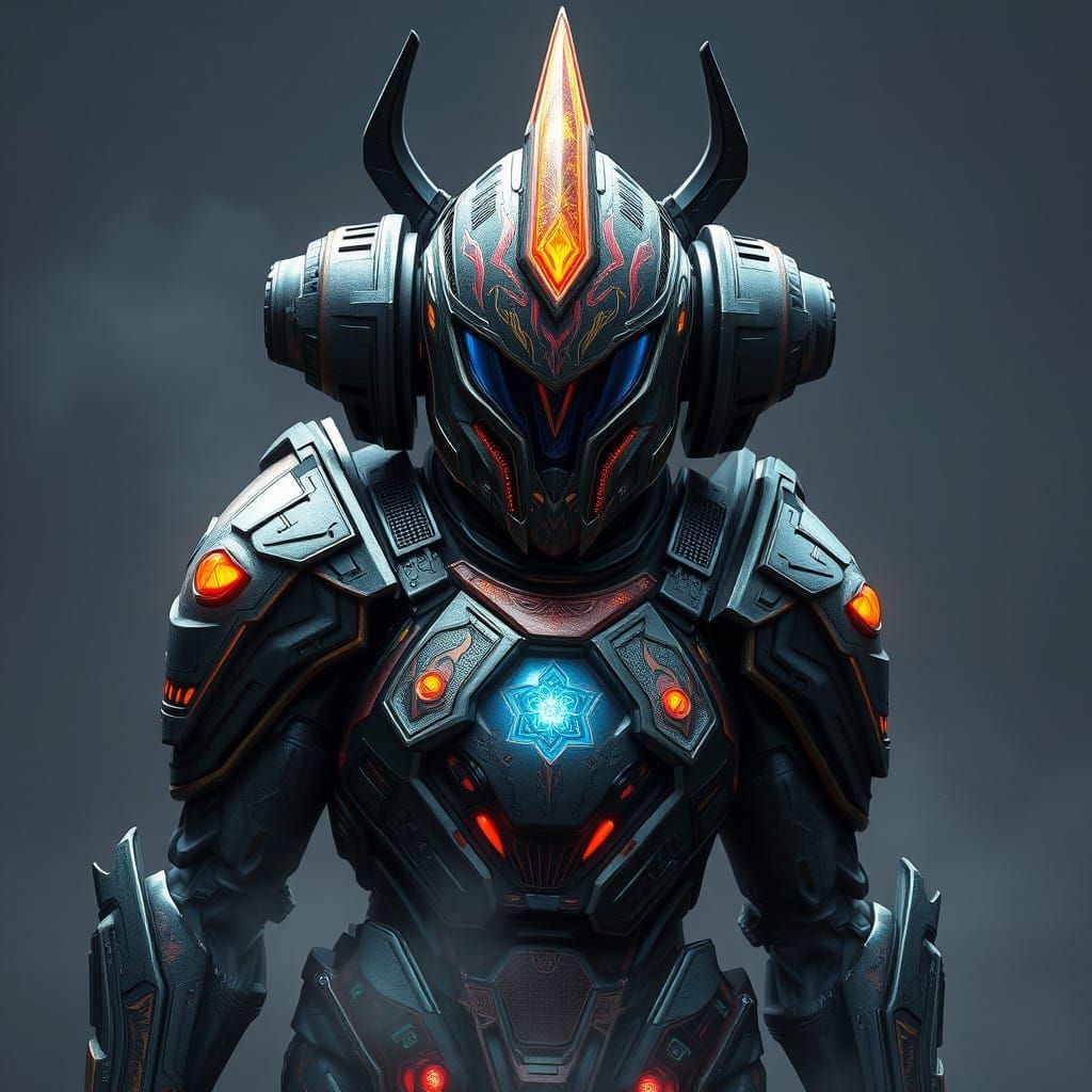 Fantasy Piloted Suit in Arcane Armor, Detailed Matte Paintin...