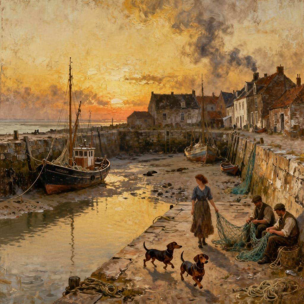 Serene Dutch Village Sunset Over Stone Harbour