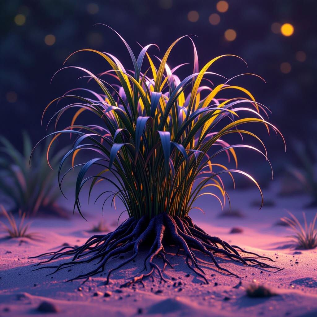 Blackroot Grass Swaying in Deep Purple and Yellow Hues