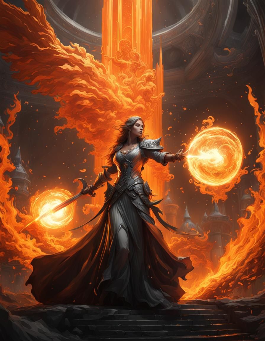 Explosion of Orange Magic in Black and White World