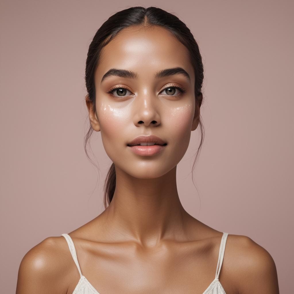 Radiant Woman's Skincare Routine in Pastel Tones