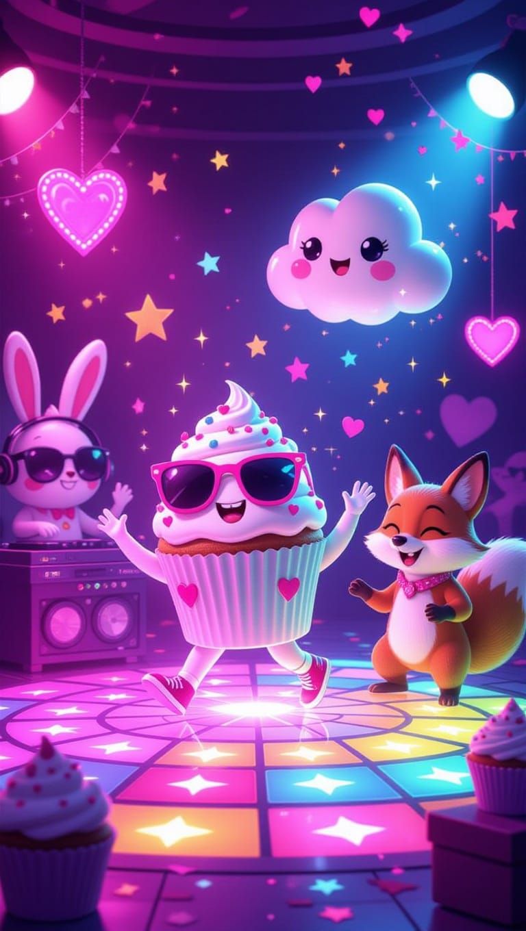 Magical Nightclub with Anthropomorphic Characters in Cartoon...