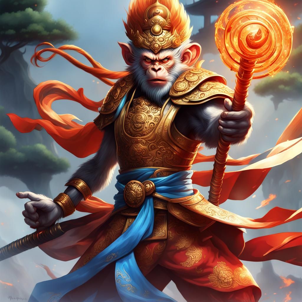 Majestic Monkey King with Mythical Staff